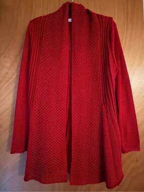 89th & Madison Red Open-Front Knit Cardigan